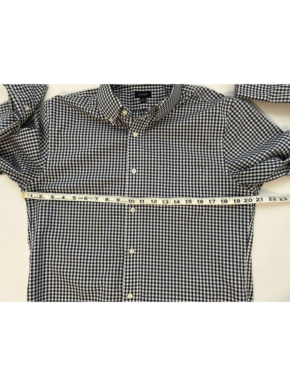 J Crew Ludlow Mens Size M Button Down Dress Shirt Gingham Navy White Preppy
